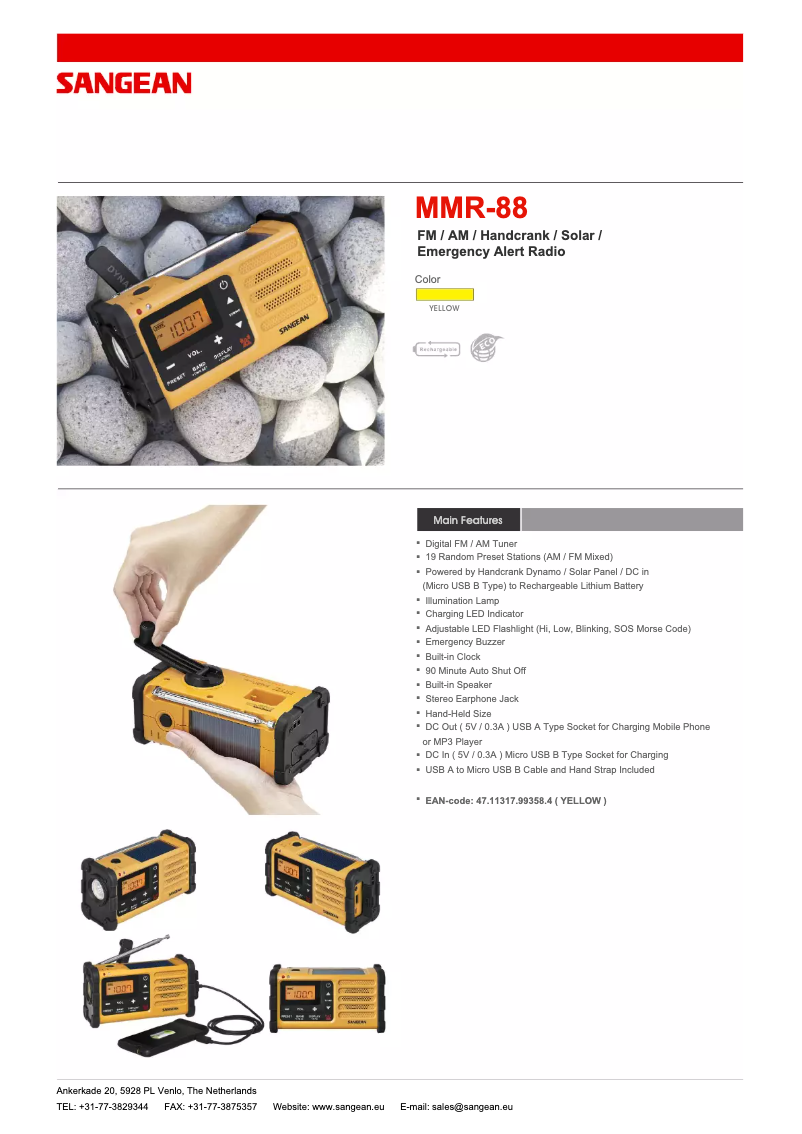 Página 1 del manual Ficha técnica Sangean MMR-88 DAB