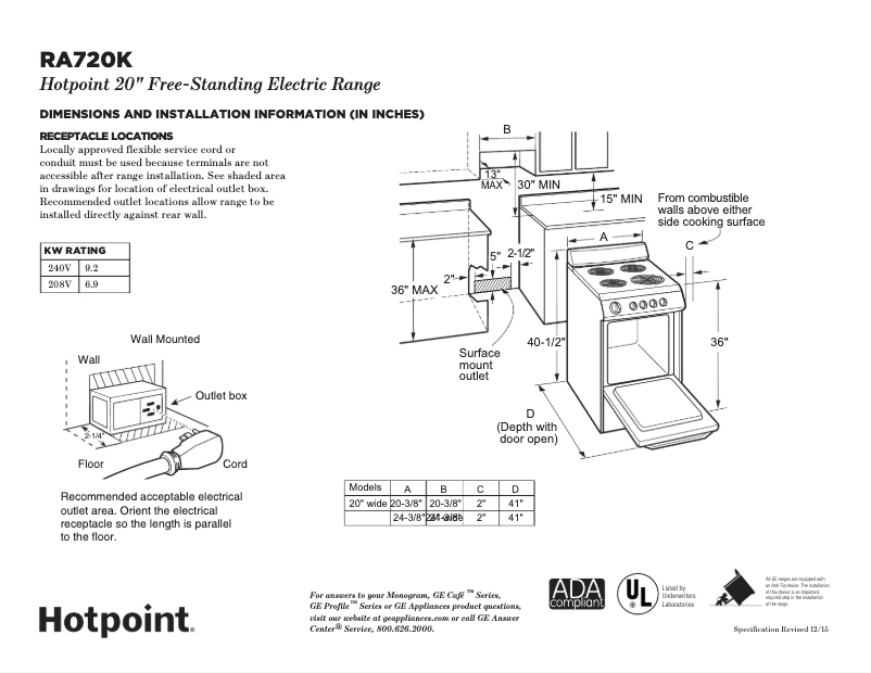 Imagen de la primera página del manual del dispositivo RA720KWH