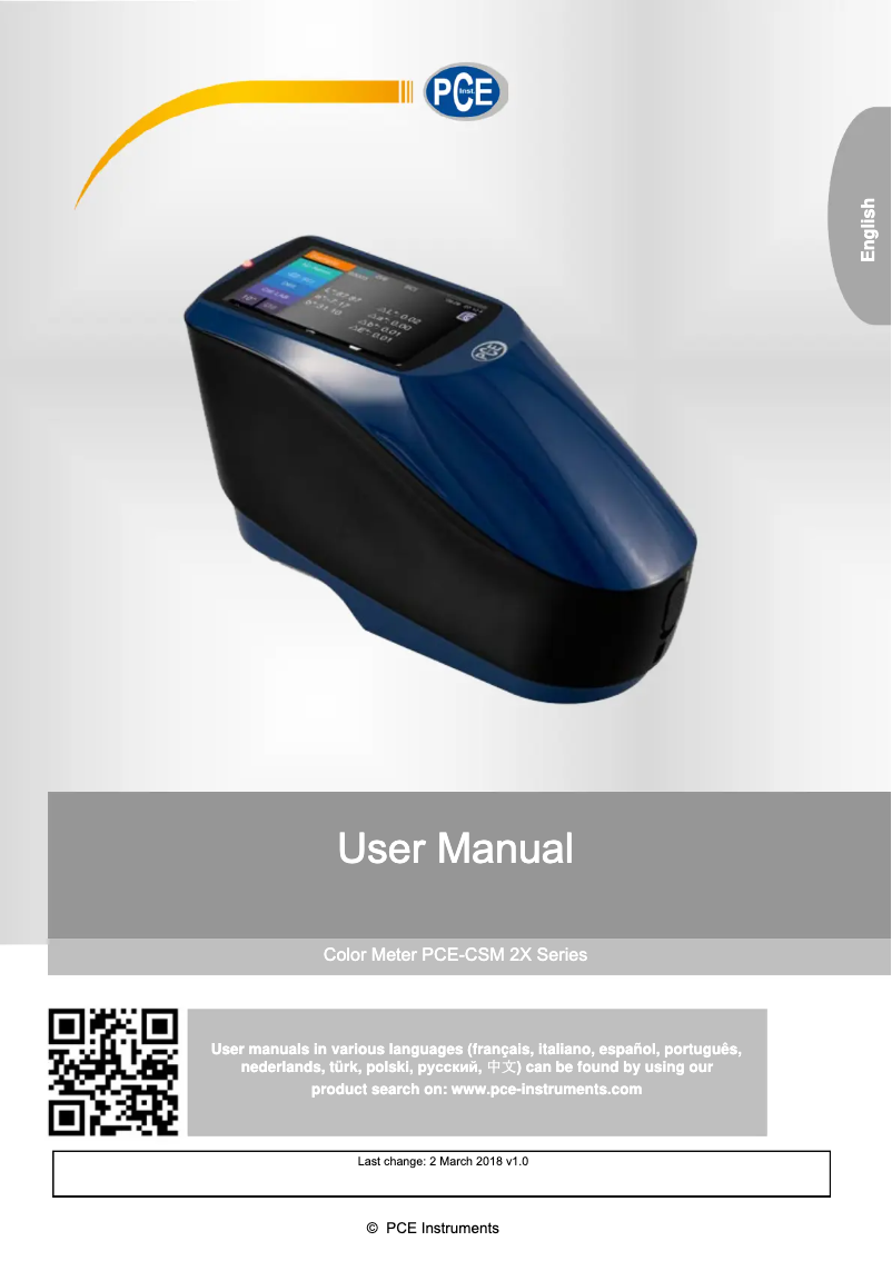 Imagen de la primera página del manual del dispositivo PCE-CSM 20