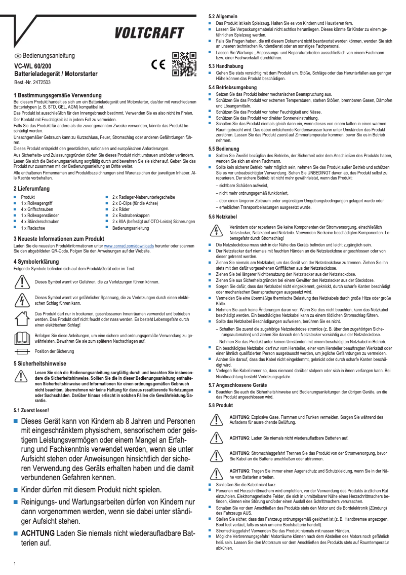 Página 1 del manual Manual de usuario Voltcraft VC-WL 60/200