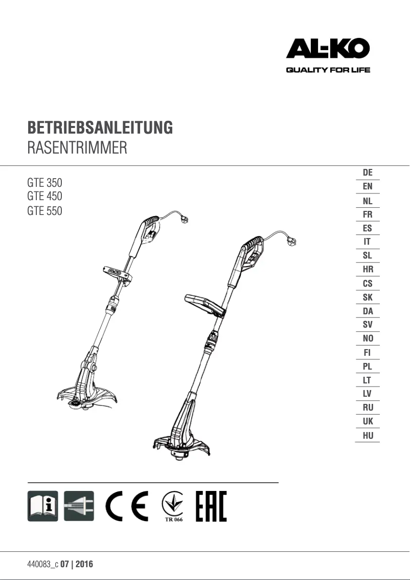 Página 1 del manual Manual de usuario AL-KO GTE 550 Premium