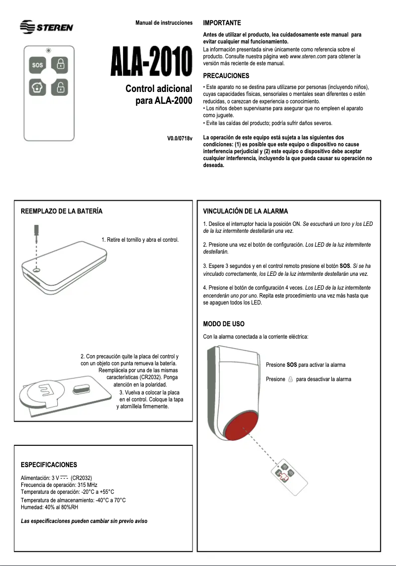 Página 1 del manual Manual de usuario Steren ALA-2010