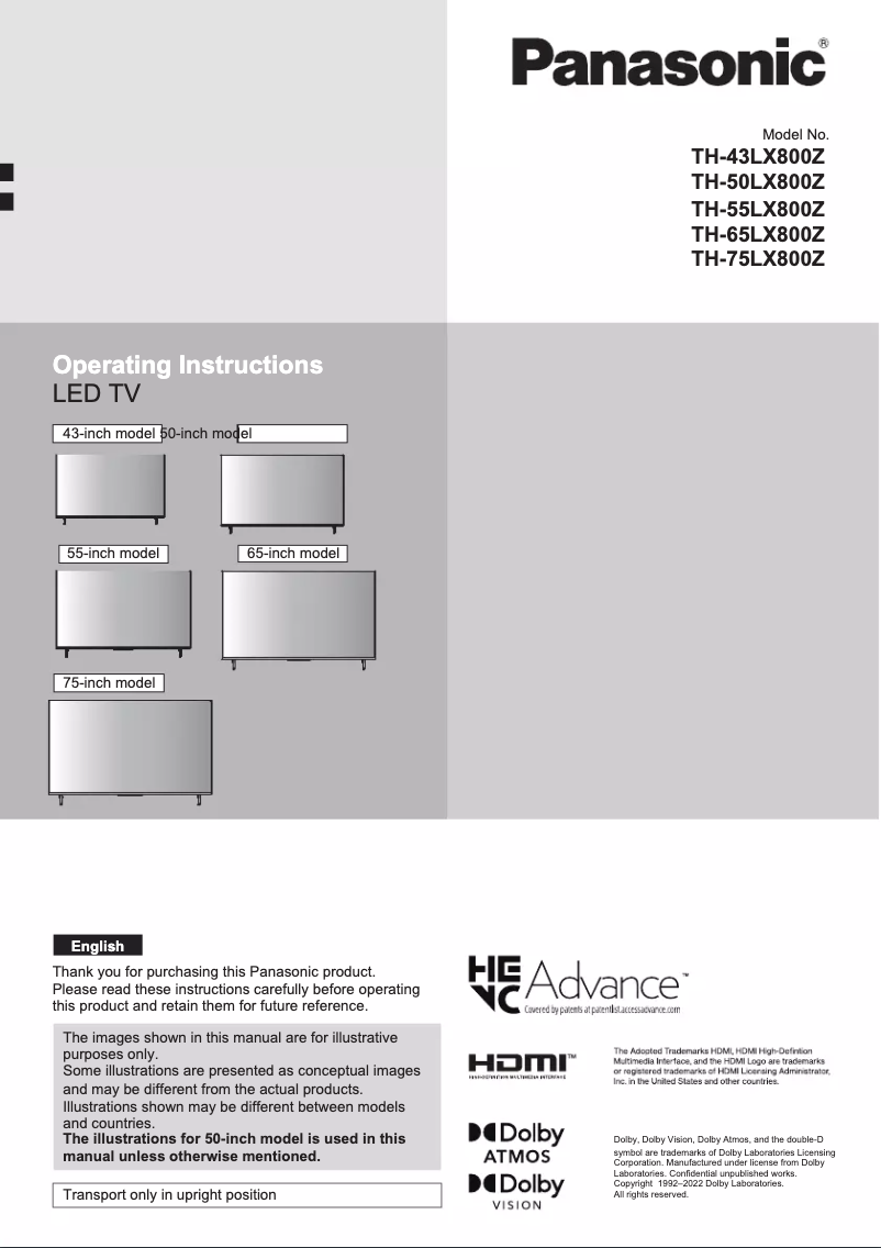 Imagen de la primera página del manual del dispositivo TH-55LX800Z