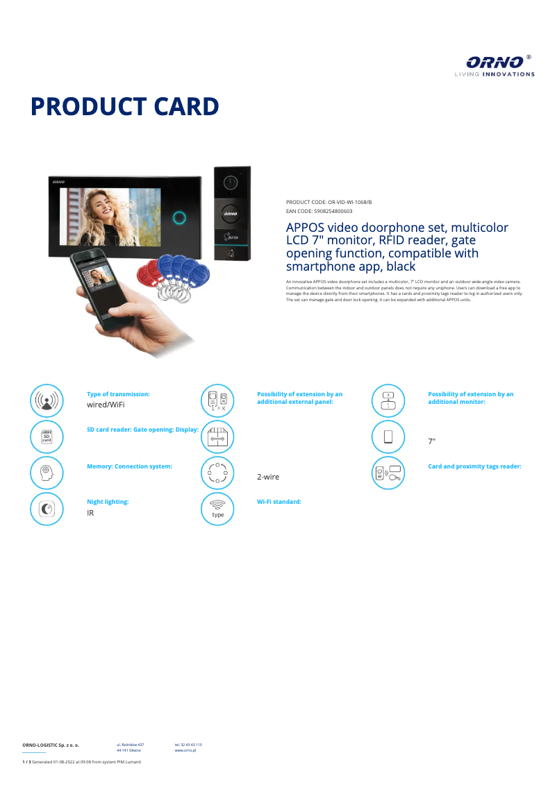 Imagen de la primera página del manual del dispositivo OR-VID-WI-1068