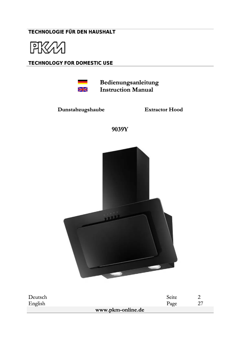 Imagen de la primera página del manual del dispositivo 9039Y