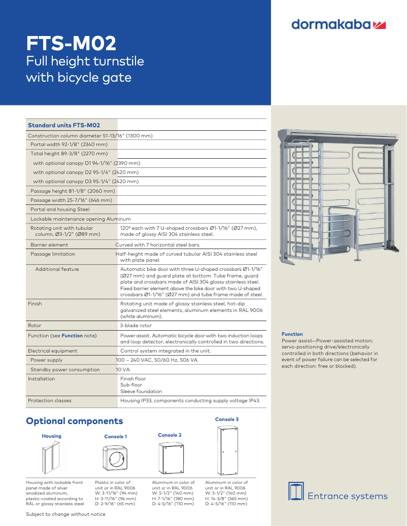 Página 1 del manual Manual de usuario Dormakaba FTS-M02