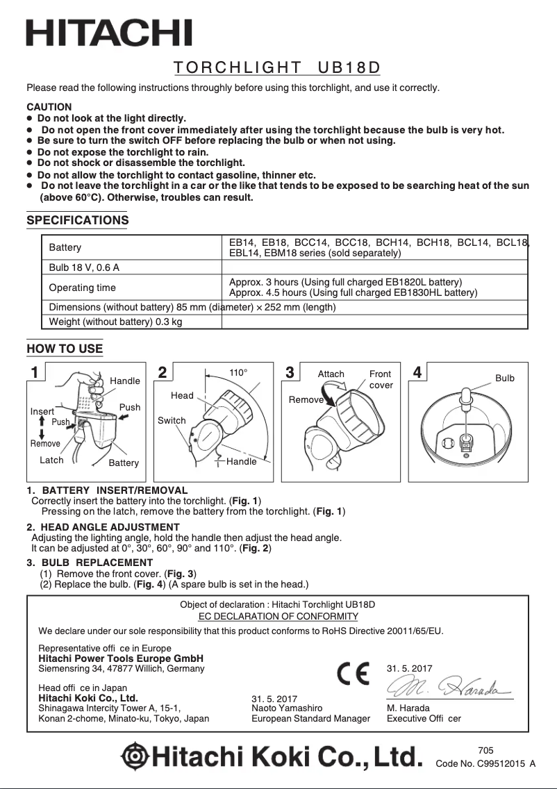 Imagen de la primera página del manual del dispositivo UB18D