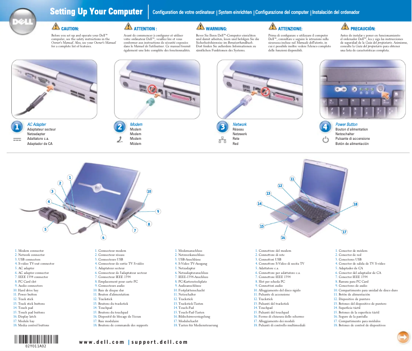 Imagen de la primera página del manual del dispositivo Inspiron 8500