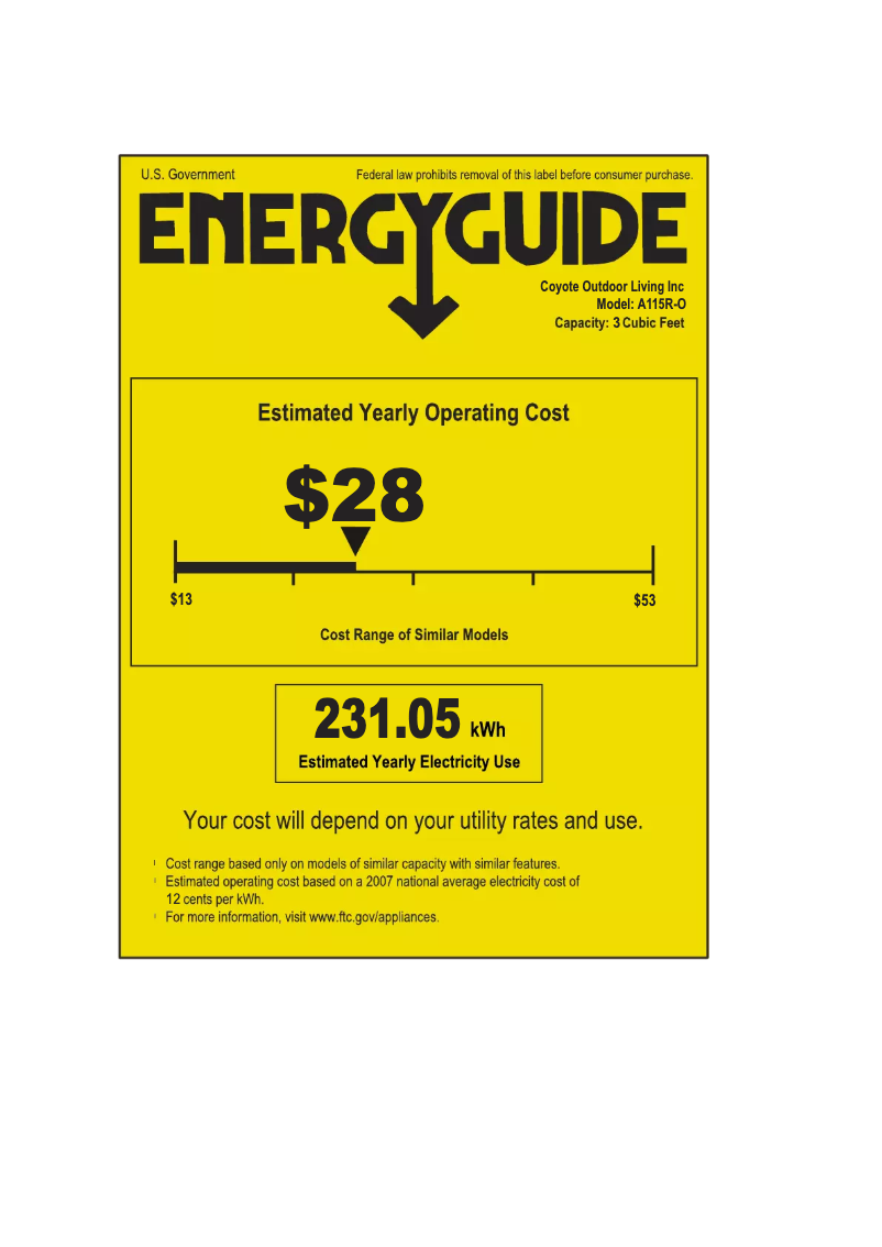 Página 1 del manual Etiqueta energética Azure A115R-O