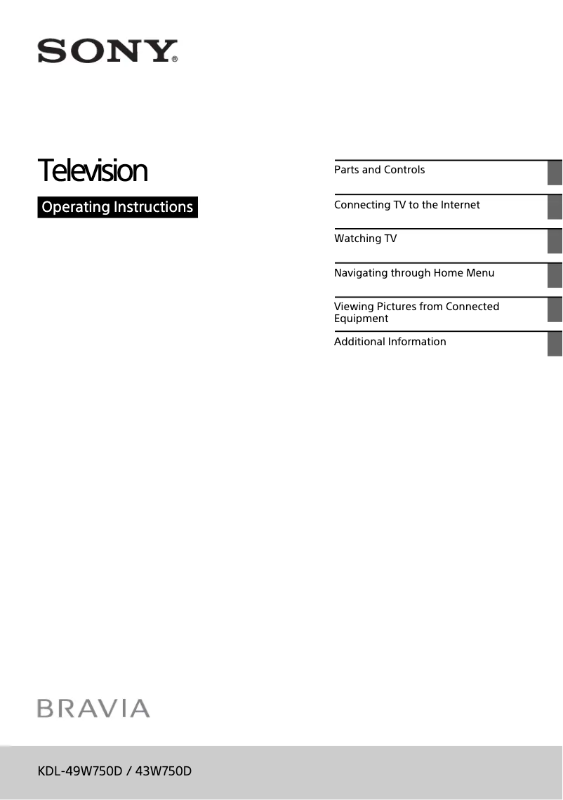 Imagen de la primera página del manual del dispositivo KDL-49W750D