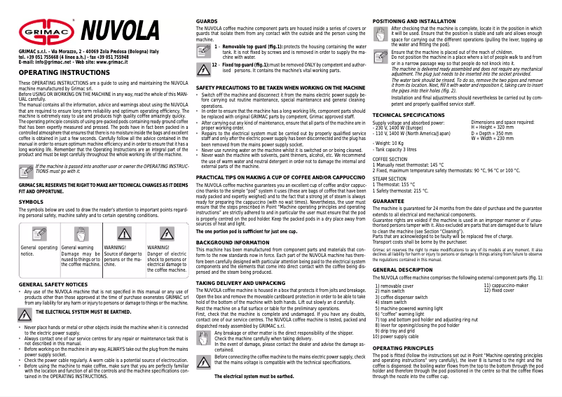 Imagen de la primera página del manual del dispositivo Nuvola