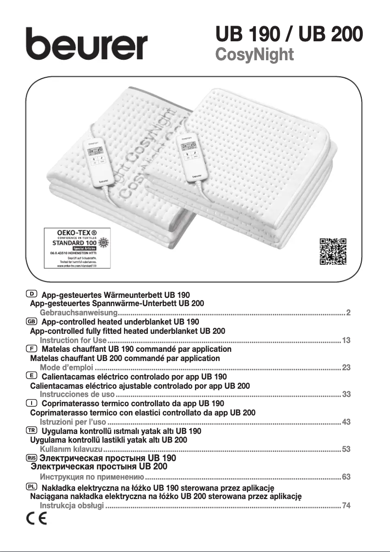 Imagen de la primera página del manual del dispositivo UB 200 CosyNight