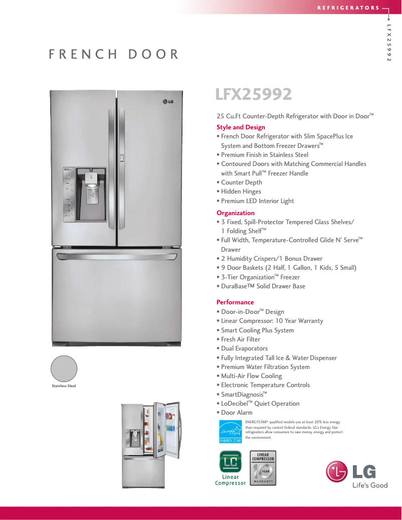 Página nº 1 - Ficha técnica LG LFX25992ST