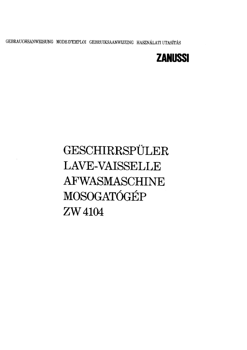 Página 1 del manual Manual de usuario Zanussi-Electrolux ZW 4104