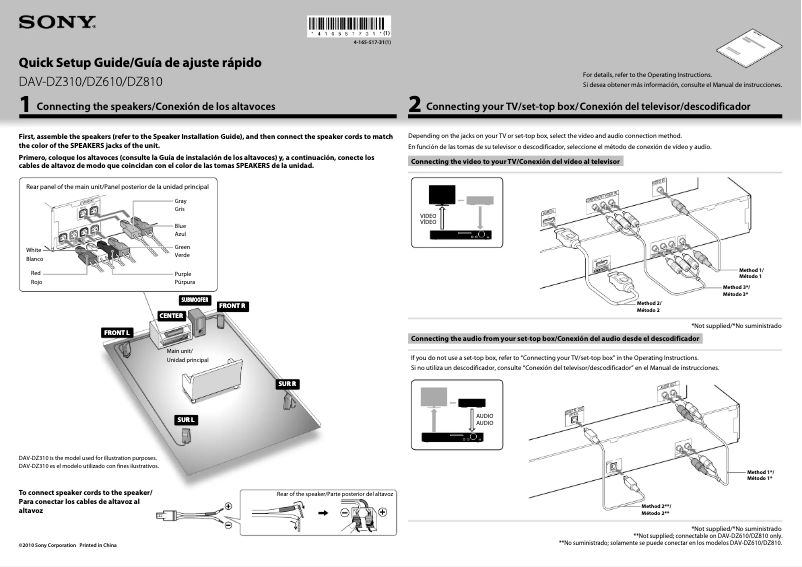 Página nº 1 - Guía de instalación Sony DAV-DZ810