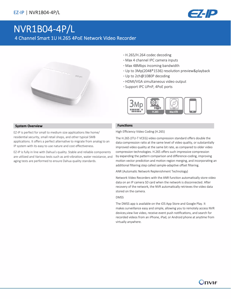 Imagen de la primera página del manual del dispositivo Lite NVR1B04-4P