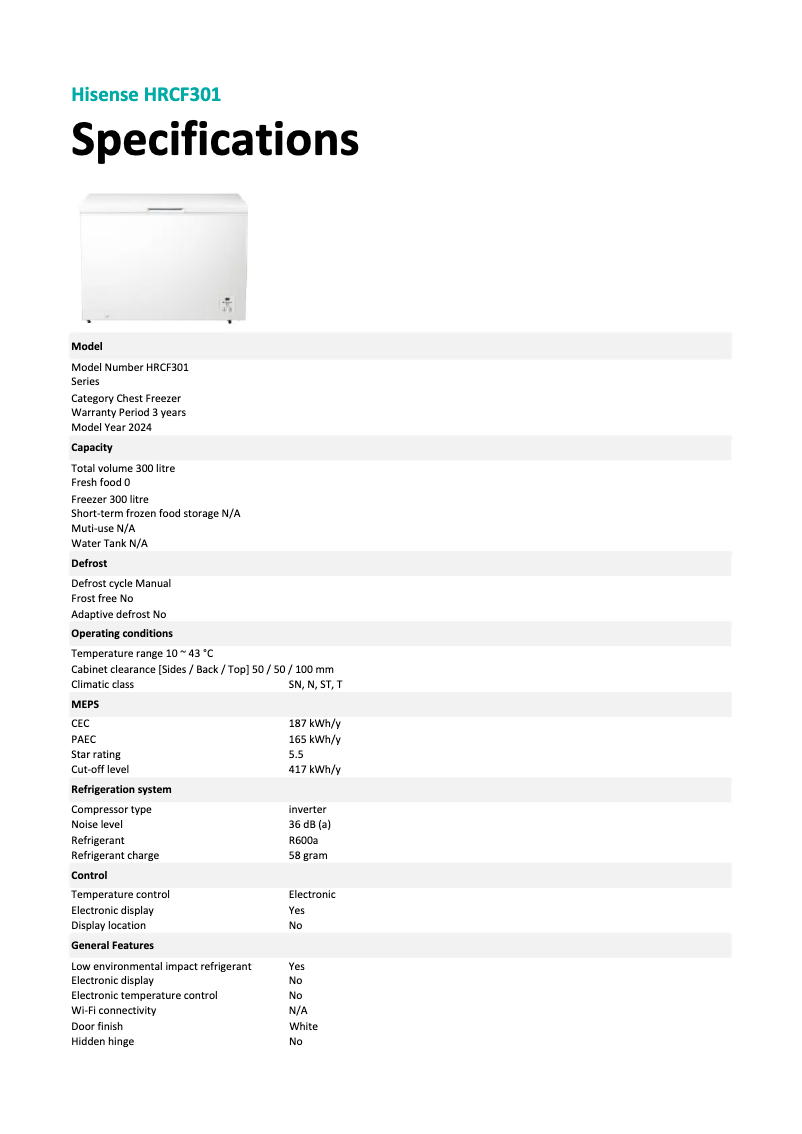 Imagen de la primera página del manual del dispositivo HRCF301