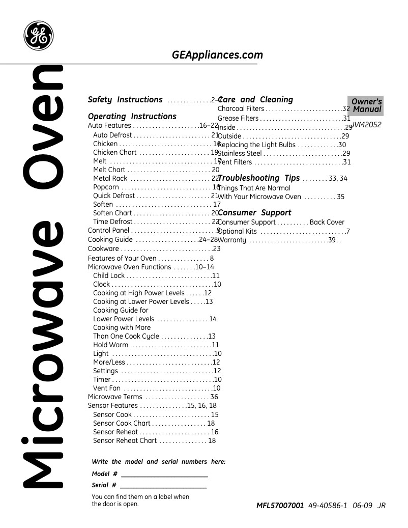 Imagen de la primera página del manual del dispositivo Spacemaker JVM2052SNSS