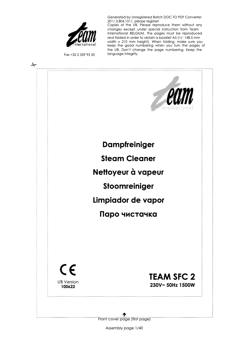 Página 1 del manual Manual de usuario Team SFC 2