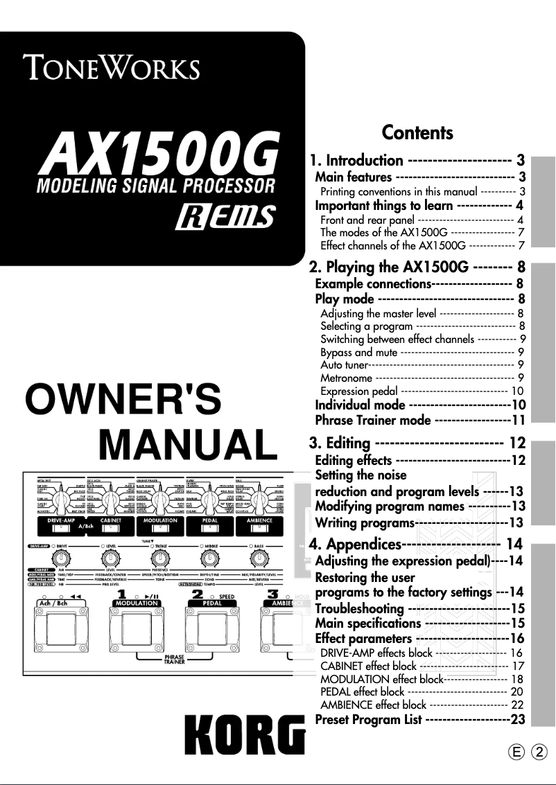Imagen de la primera página del manual del dispositivo AX1500G