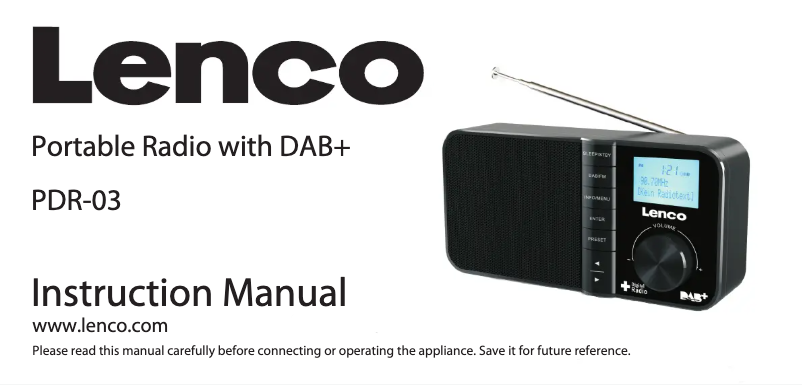 Página nº 1 - Manual de usuario Lenco PDR-03