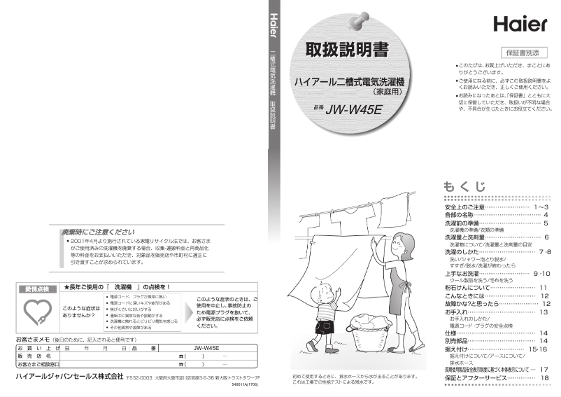 Imagen de la primera página del manual del dispositivo JW-W45E