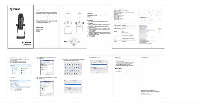 Imagen de la primera página del manual del dispositivo BY-PM700