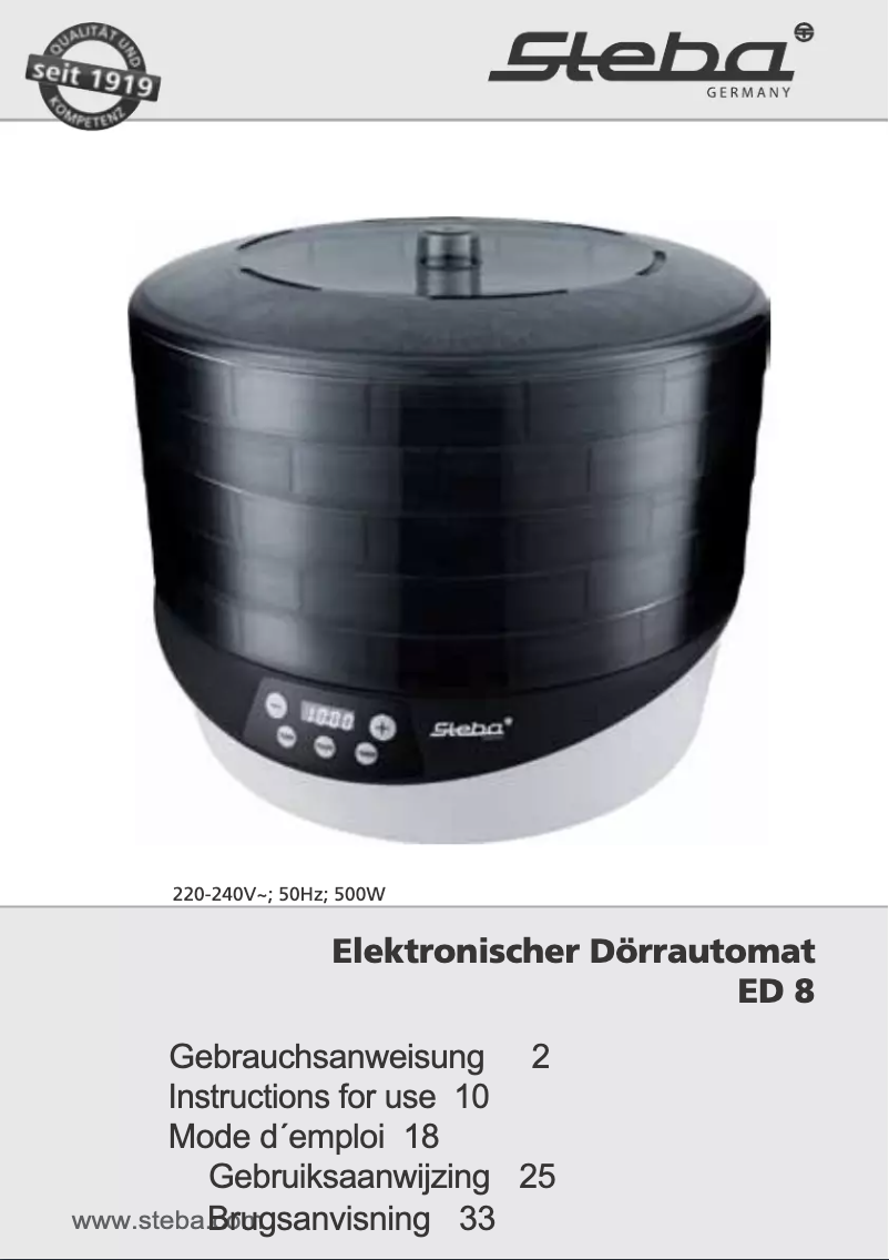 Imagen de la primera página del manual del dispositivo ED 8