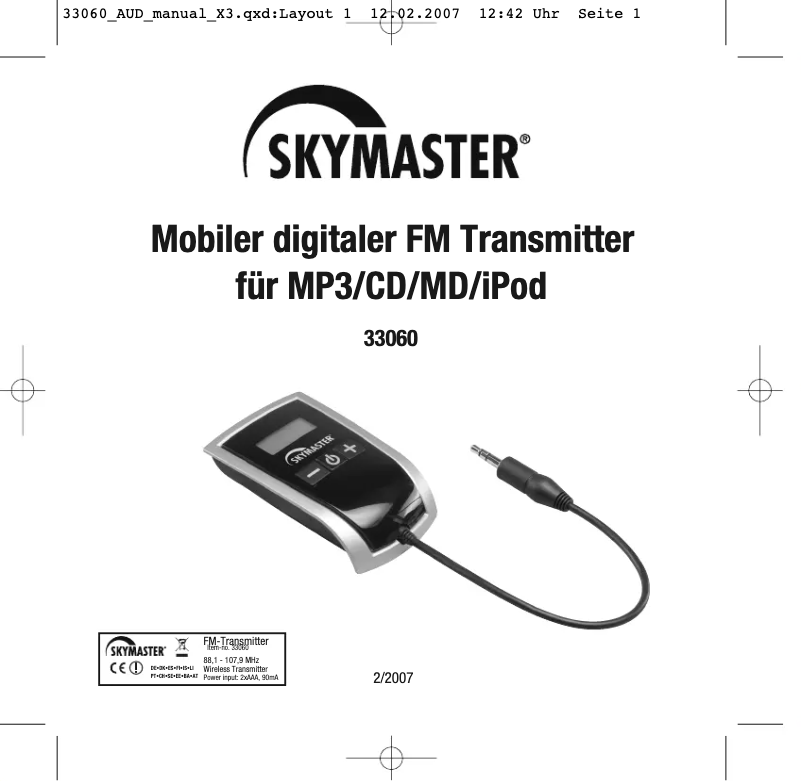 Imagen de la primera página del manual del dispositivo 33060