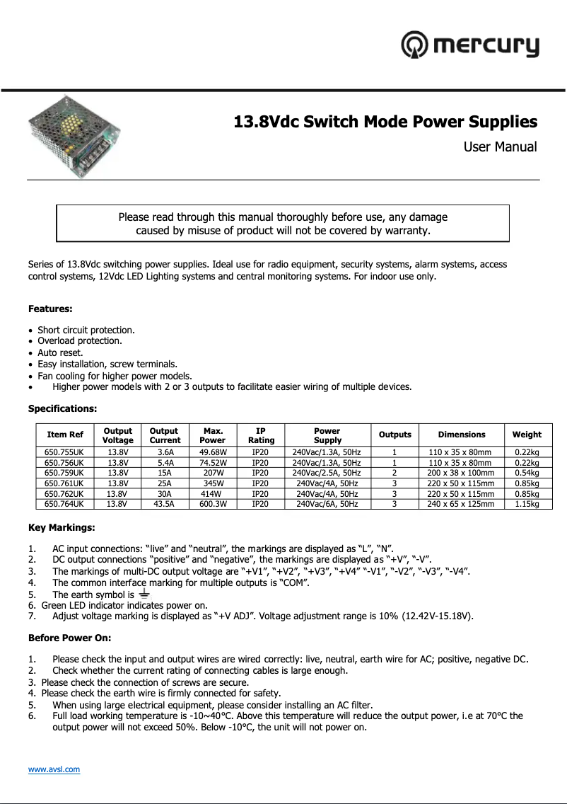 Página 1 del manual Manual de usuario Mercury DC1260UK