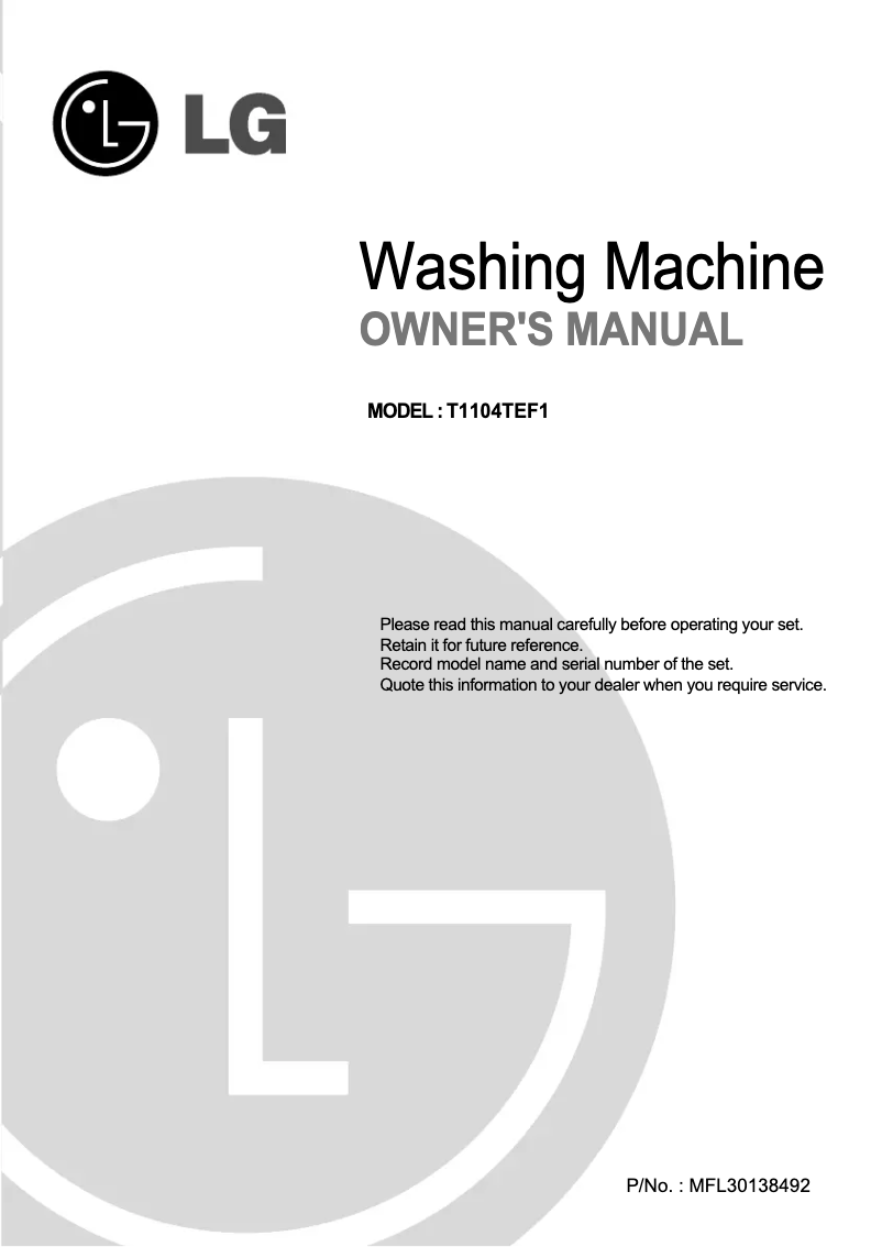 Página nº 1 - Manual de usuario LG T1104TEF1