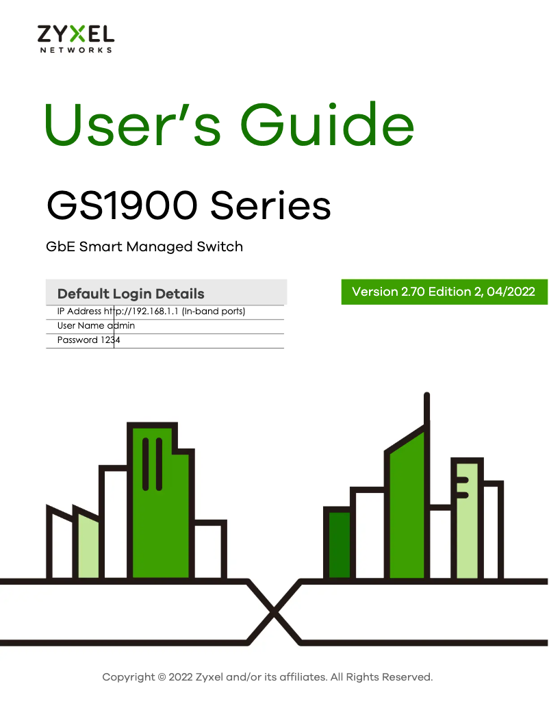 Imagen de la primera página del manual del dispositivo GS1900-24HPv2