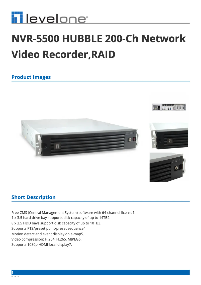 Imagen de la primera página del manual del dispositivo NVR-5500