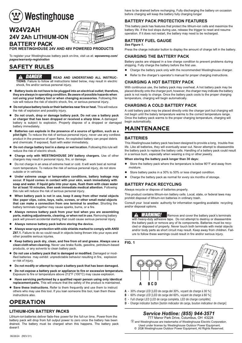 Página 1 del manual Manual de usuario Westinghouse W24V2AH