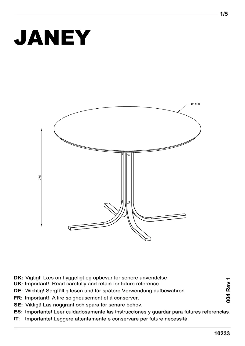 Página nº 1 - Manual de usuario JYSK Bederslev