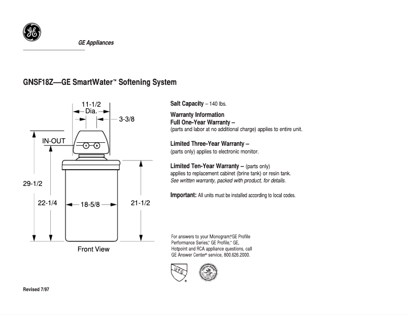 Imagen de la primera página del manual del dispositivo GNSF18Z