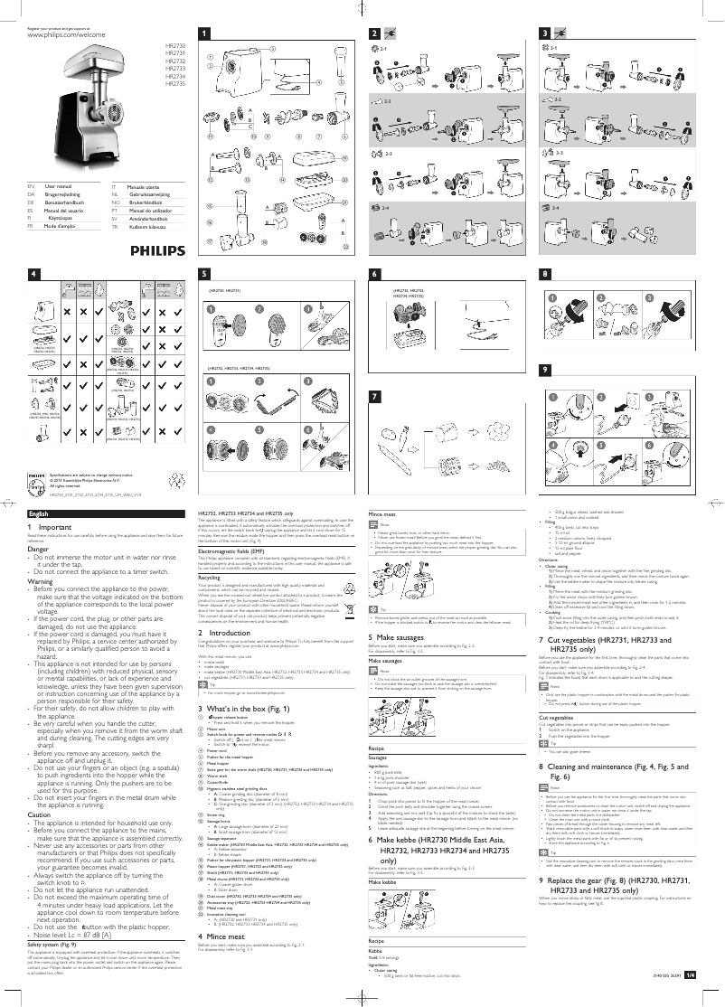 Imagen de la primera página del manual del dispositivo HR2734