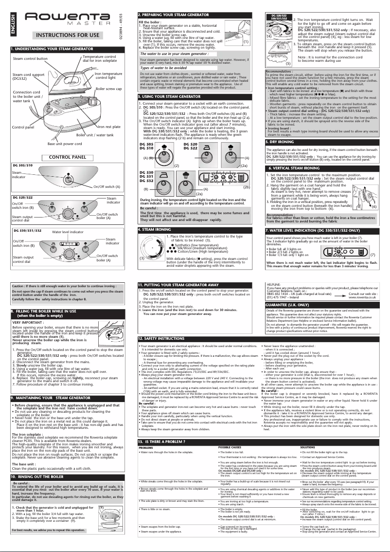 Imagen de la primera página del manual del dispositivo Master DG 522