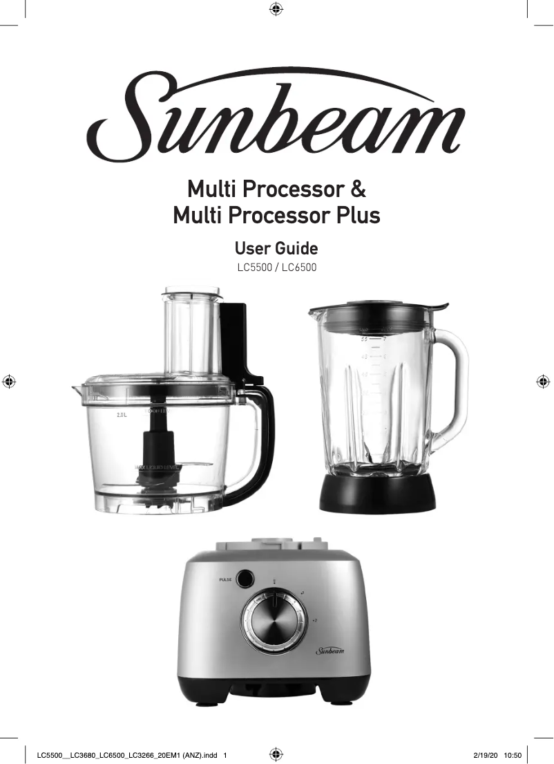 Página 1 del manual Manual de usuario Sunbeam Multi Processor LC5500