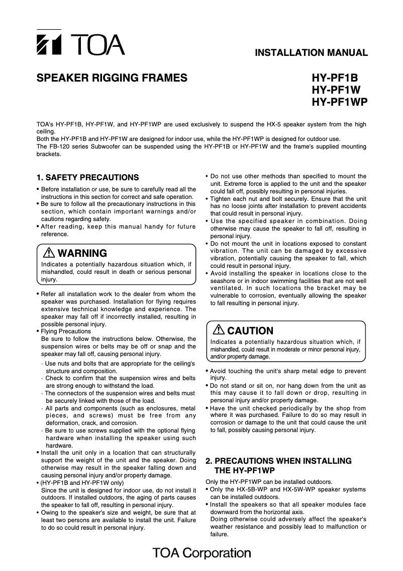 Página nº 1 - Manual de usuario TOA HY-PF1