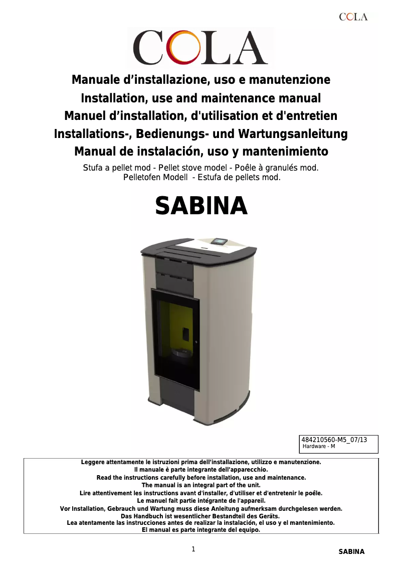 Página 1 del manual Manual de usuario Cola Sabina
