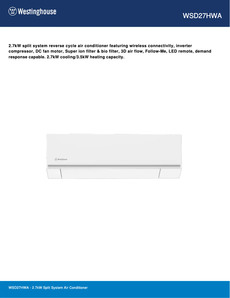 Imagen de la primera página del manual del dispositivo WSD27HWA