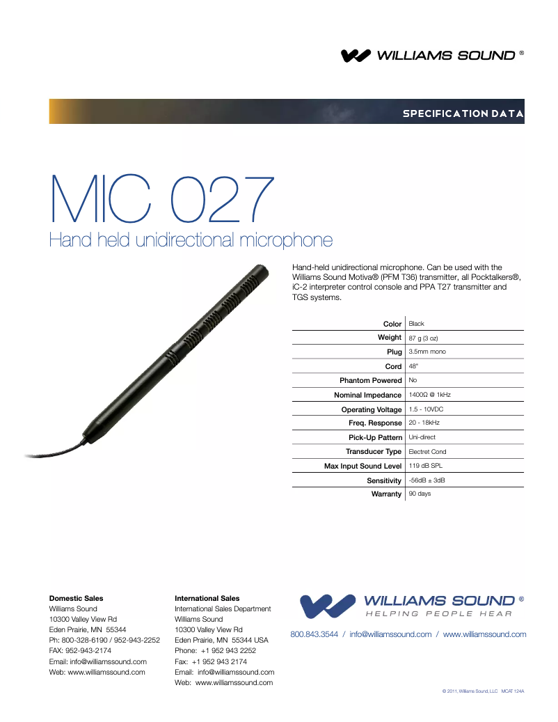 Imagen de la primera página del manual del dispositivo MIC 027