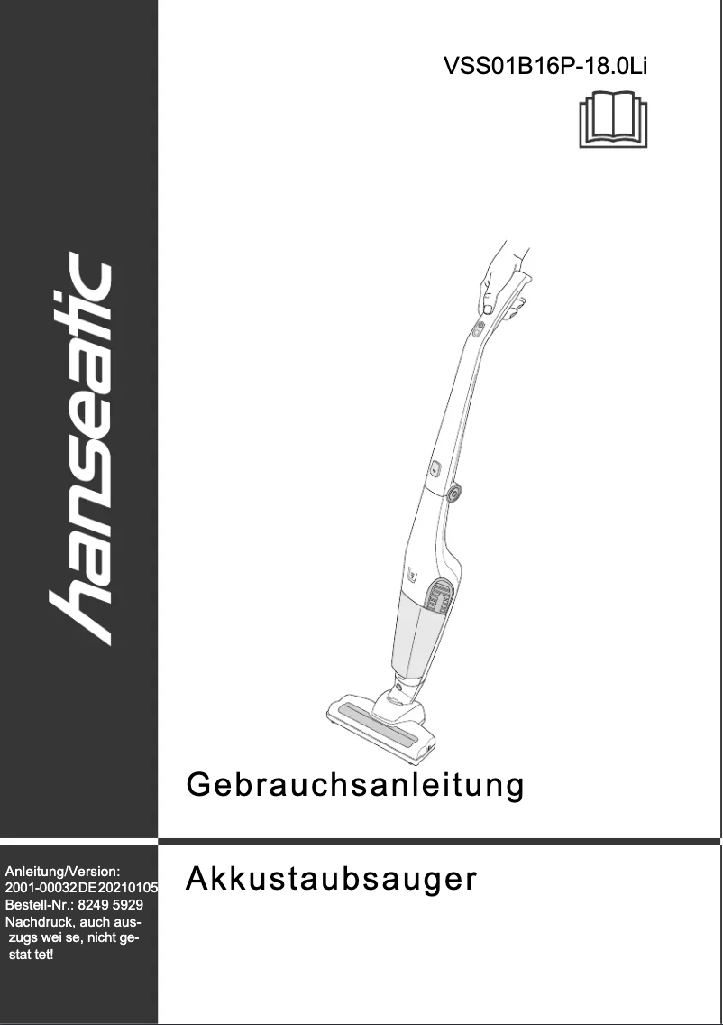 Imagen de la primera página del manual del dispositivo VSS01B16P-18.0Li