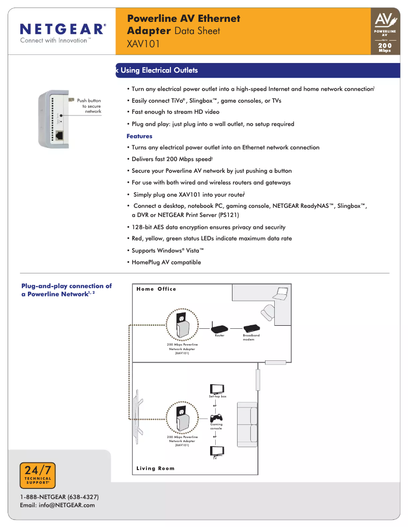 Página 1 del manual Ficha técnica Netgear XAV101