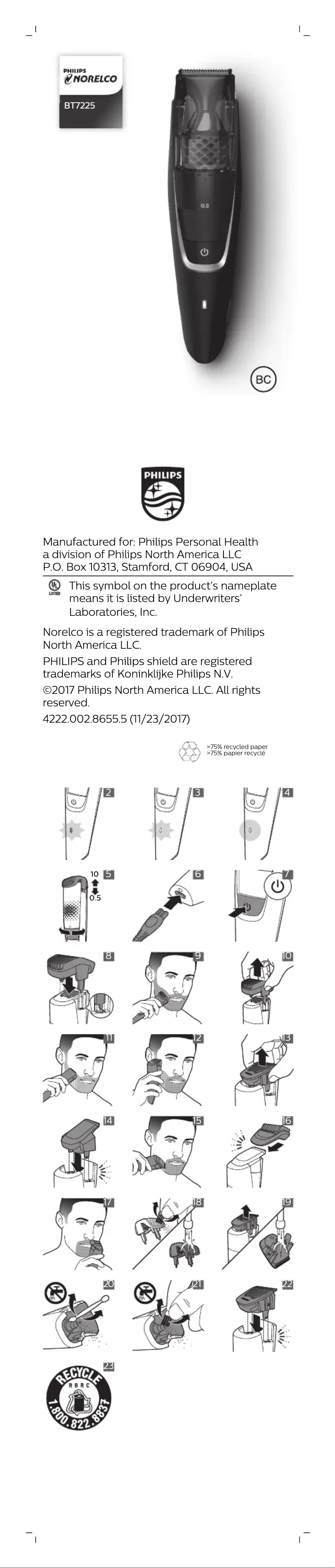 Página nº 1 - Manual de usuario Philips Norelco BT7225