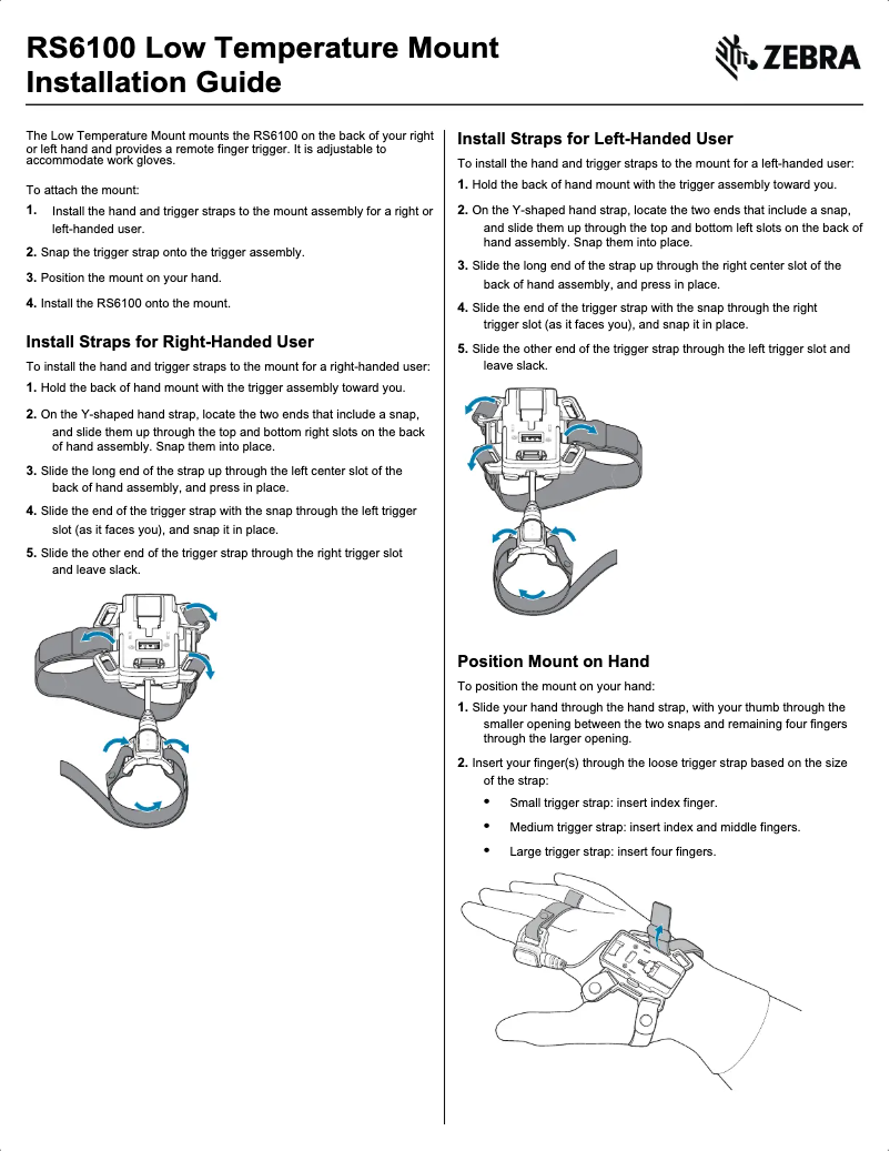 Página 1 del manual Guía de instalación Zebra RS6100