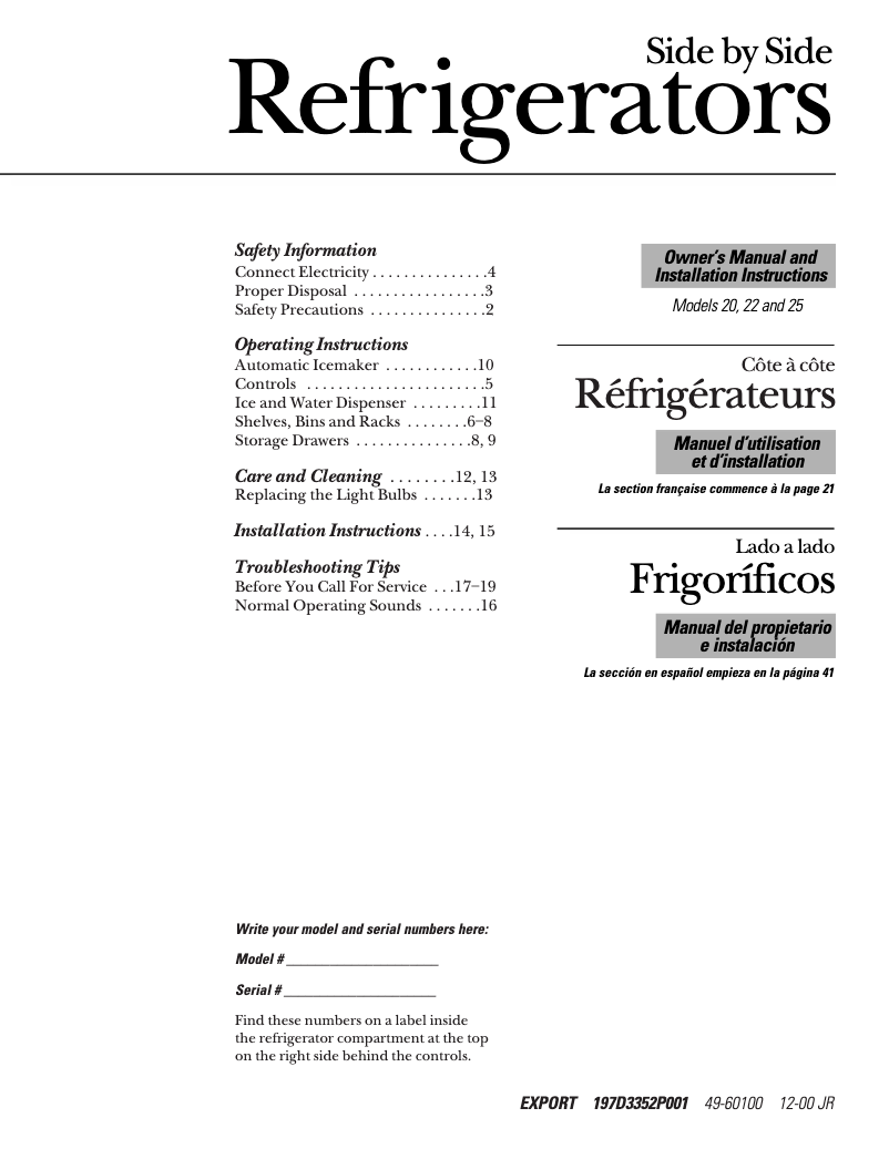 Imagen de la primera página del manual del dispositivo GSG22KEMFWW