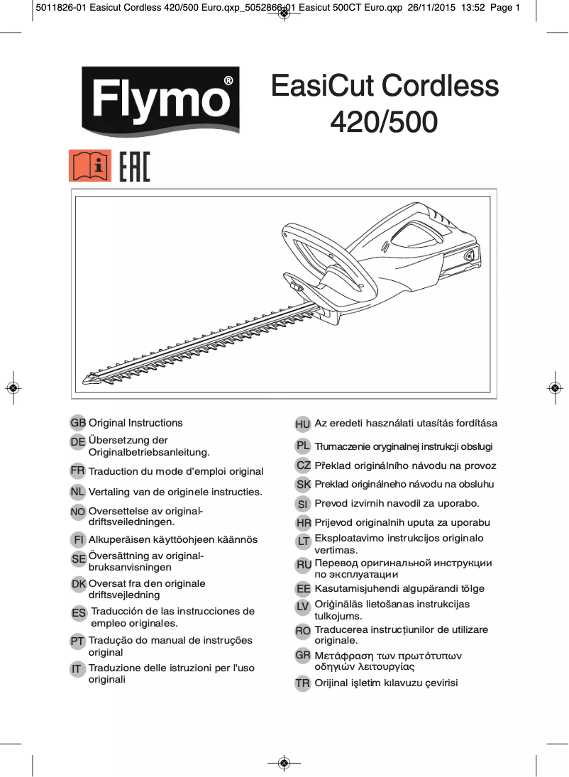 Página 1 del manual Manual de usuario Flymo EasiCut Cordless 500