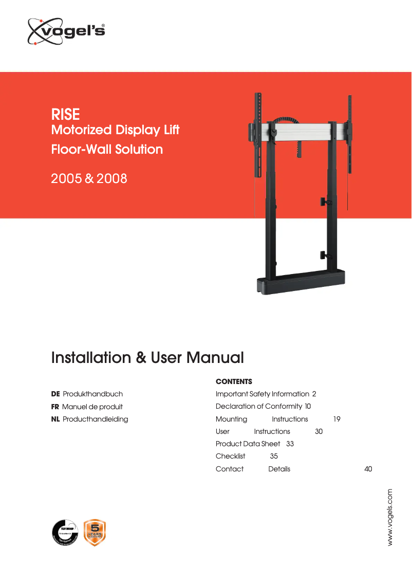 Imagen de la primera página del manual del dispositivo RISE 2005